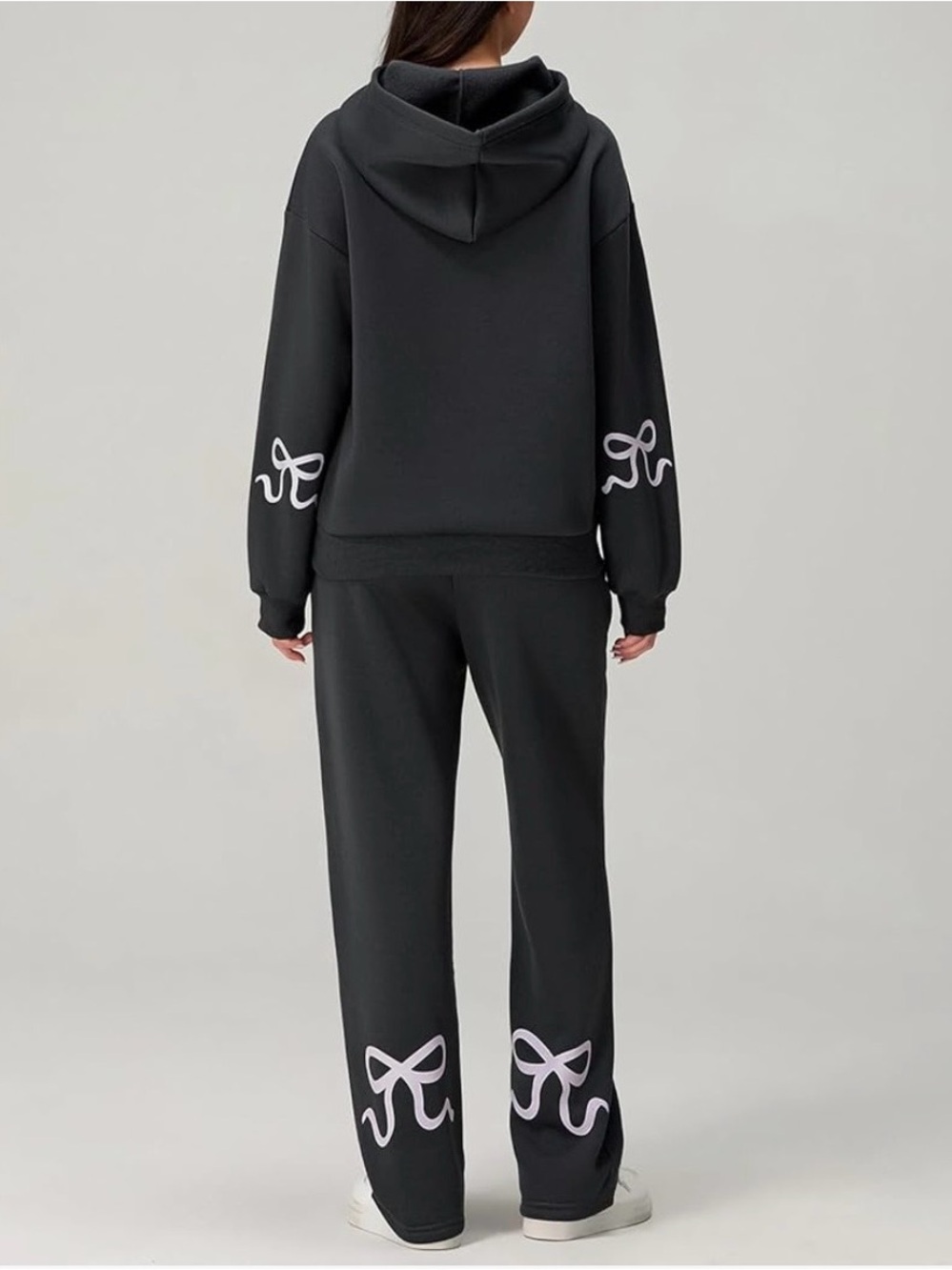 lululemon athletica Black Hoodie & Sweatpants Set with Pink Bow Graphic